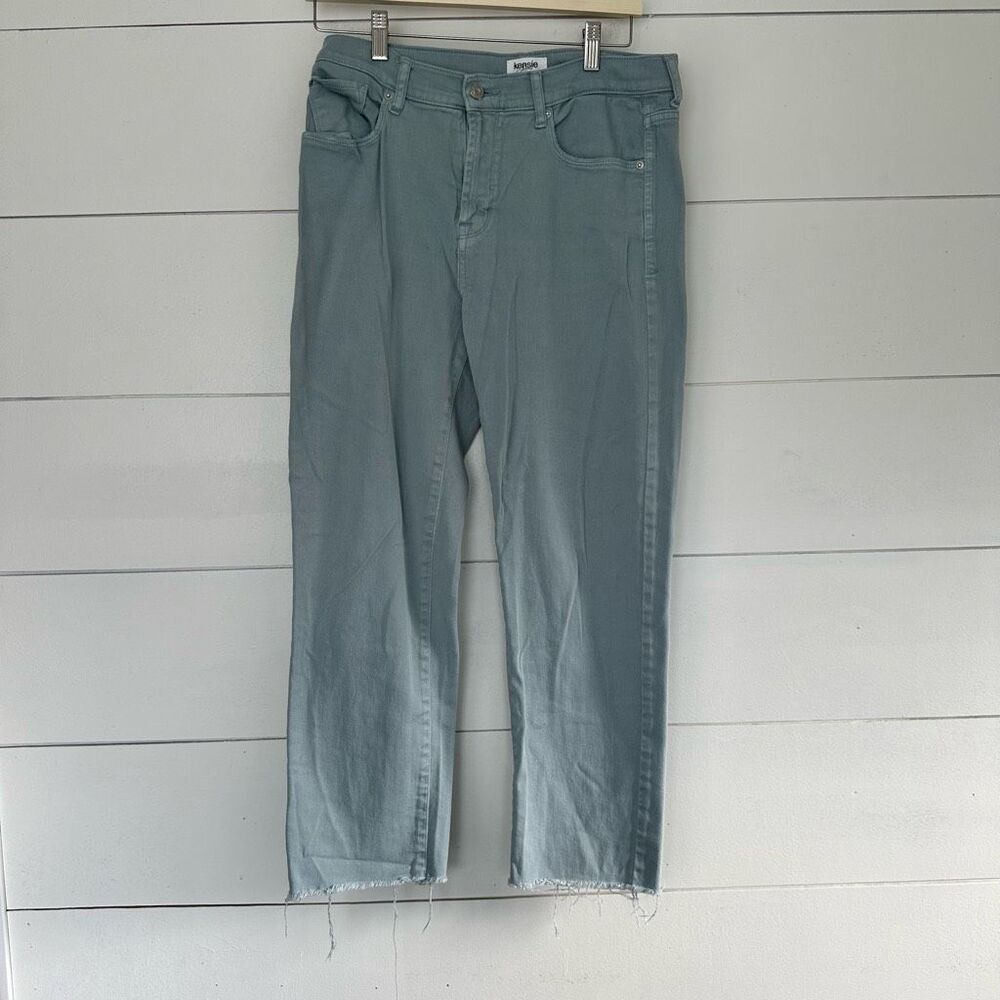 Kensie Women’s 8/29 Blue Raw Hem Straight Jeans